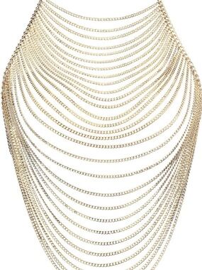 Draped Multi-Layer Gold Chain Body Necklace